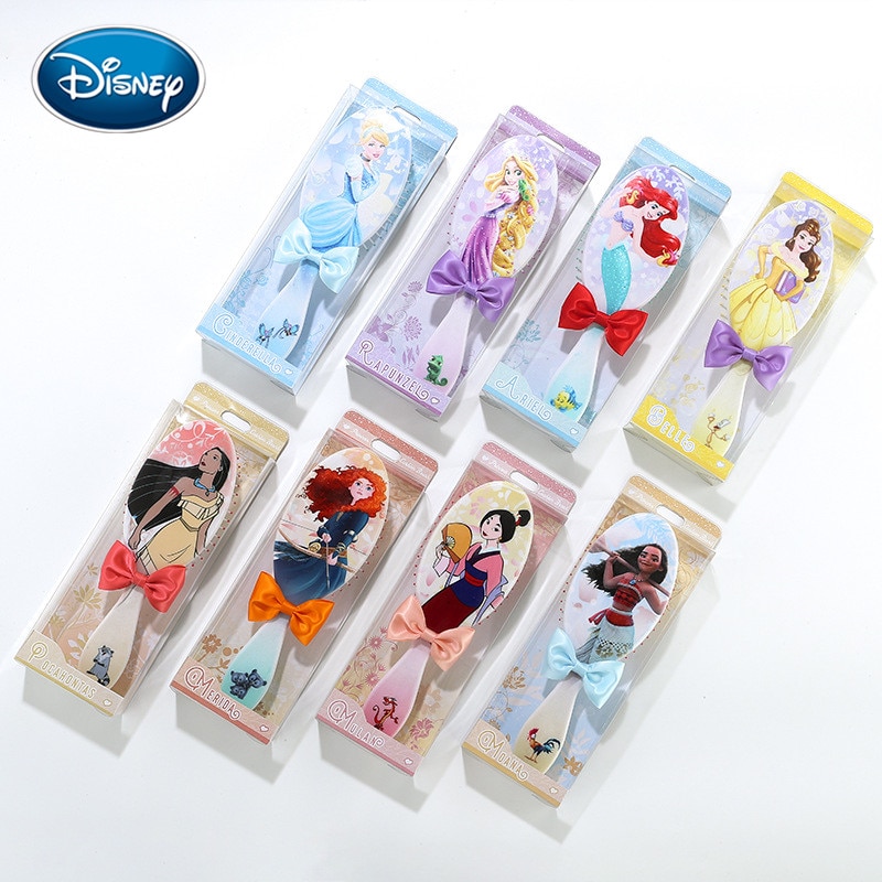 Disney 1pcs Princess comb new cartoon pattern bow hair comb girl airbag comb 16 style gift hair accessories comb