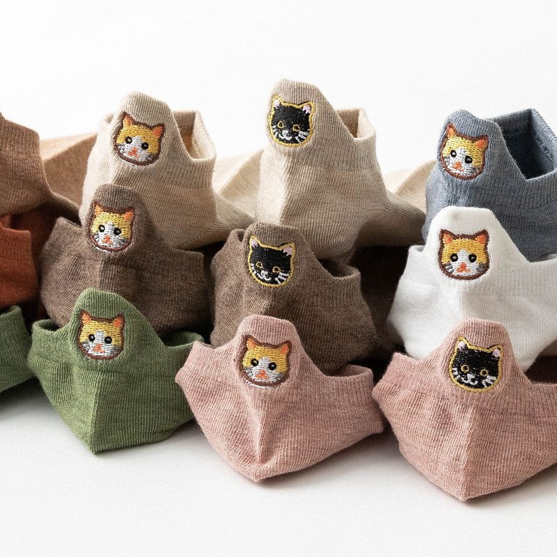 Socks Women Cartoon Cat Socks Cute Animal Kawaii Harajuku Funny Korea Ankle Cotton Short Socks Girl Female Breathable Dropship