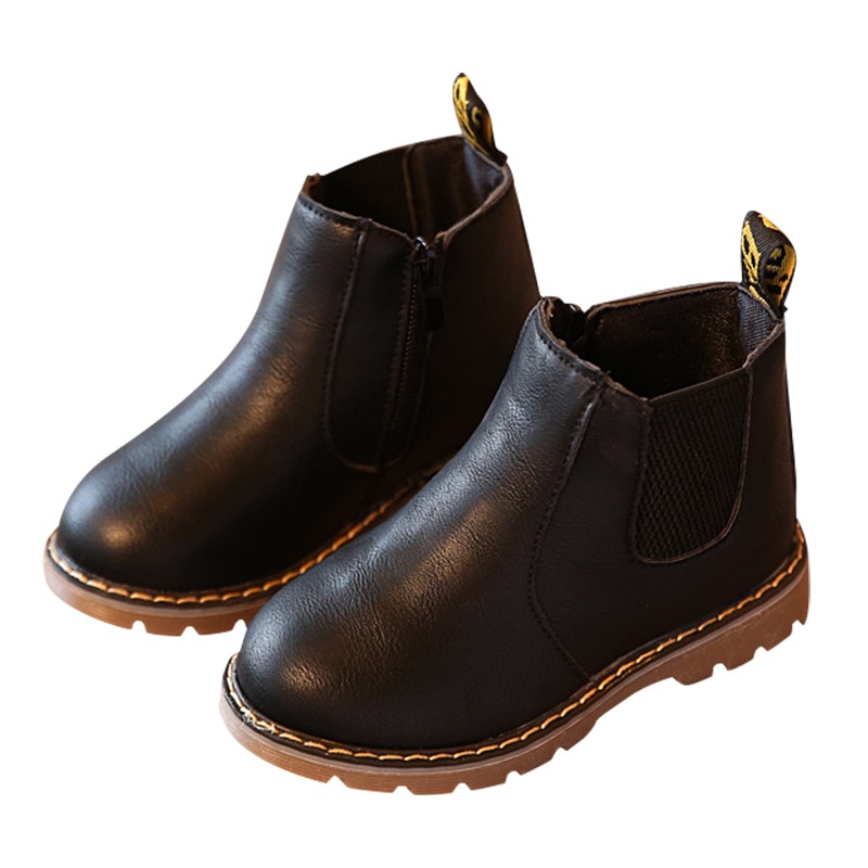 Children Fashion Ankle Boots Spring/autumn Toddler Girls Chelsea Boot with Zip Kids Boys Snow Boots PU Leather Sneakers Botas