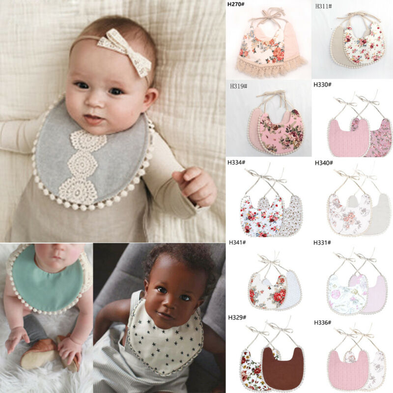 New Baby Girl Bibs Lace Floral Princess Cotton Bandana Bibs Feeding Saliva Towel