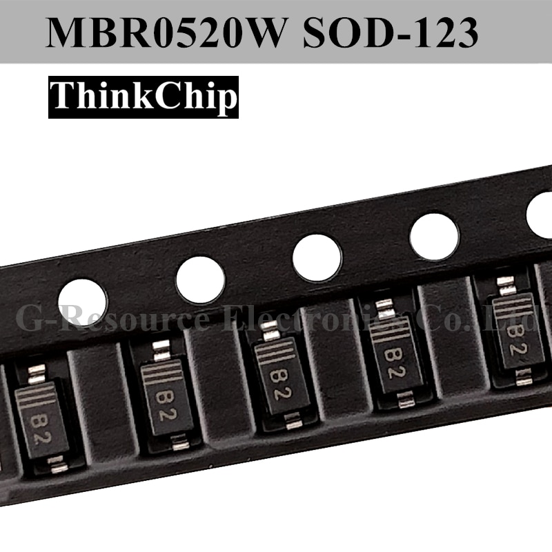 (100pcs) MBR0520W SOD-123 1206 SMD Schottky Diode MBR0520 SOD123 (Marking B2)
