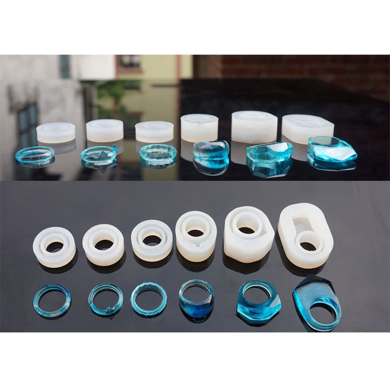 6 Shapes Silicone Casting Molds For DIY Resin Rings Jewelry Resin Silicone Mold Tools For Clay Epoxy Resin