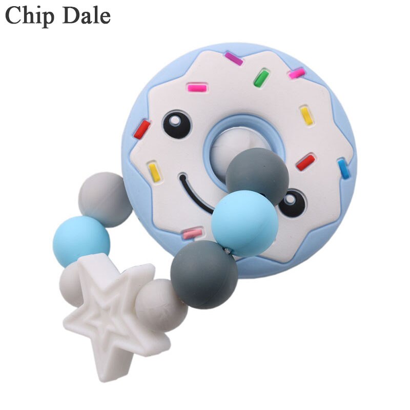 Chip Dale Baby Teether Bracelet Ring Cute Donuts Pendant Baby Boy Girl Teething Rattle Shower Gift