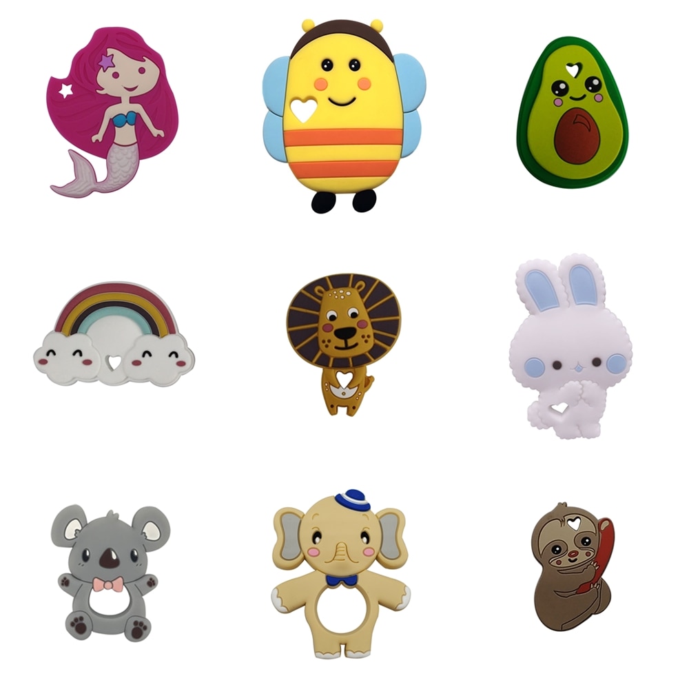 2020 Latest Teether Avocado Lion Rainbow Teether DIY Baby Chewing Pendant Nursing Sensory Teething Pacifier Dummy Animal Toys