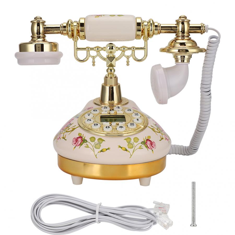 MS9100 Antique RetroTelephone Corded Landline Home Phones Round Base Ceramic European Old Telephone for Business Use