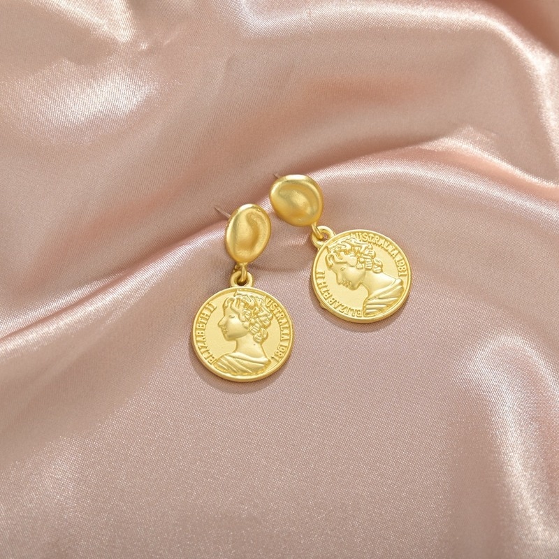 karopel retro metal round fashion drop earrings women gold simple temperament birthday party jewelry earrings gift