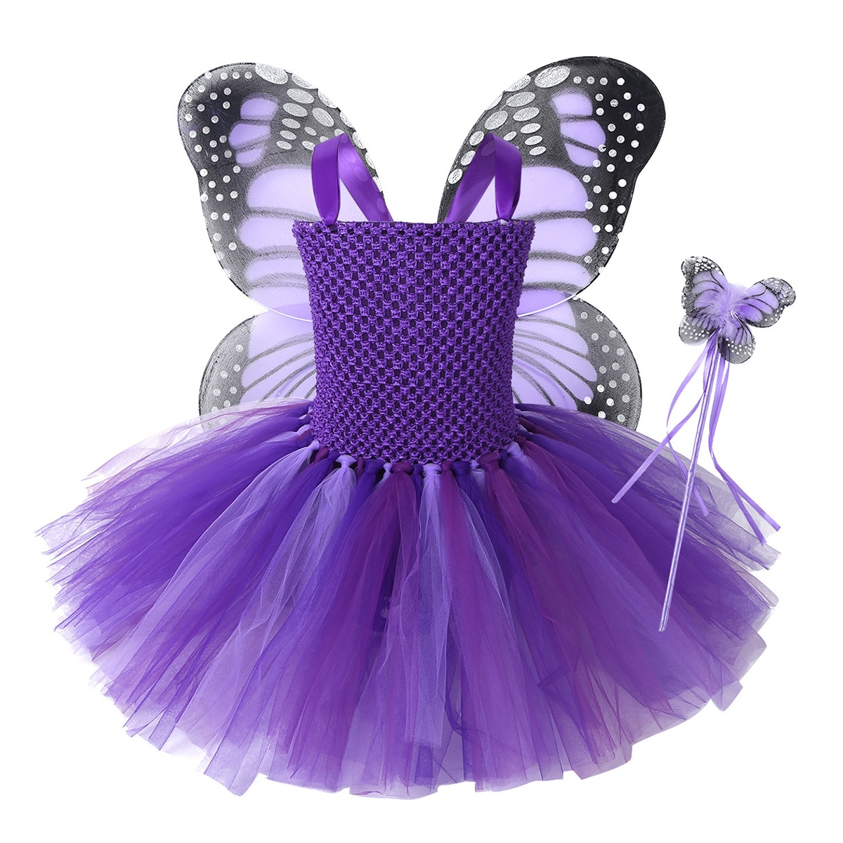 iEFiEL Girls Fairy Butterfly Tutu Dress Girl With Wings Fancy Baby Girls Birthday Party Dresses Kids Cosplay Halloween Costumes