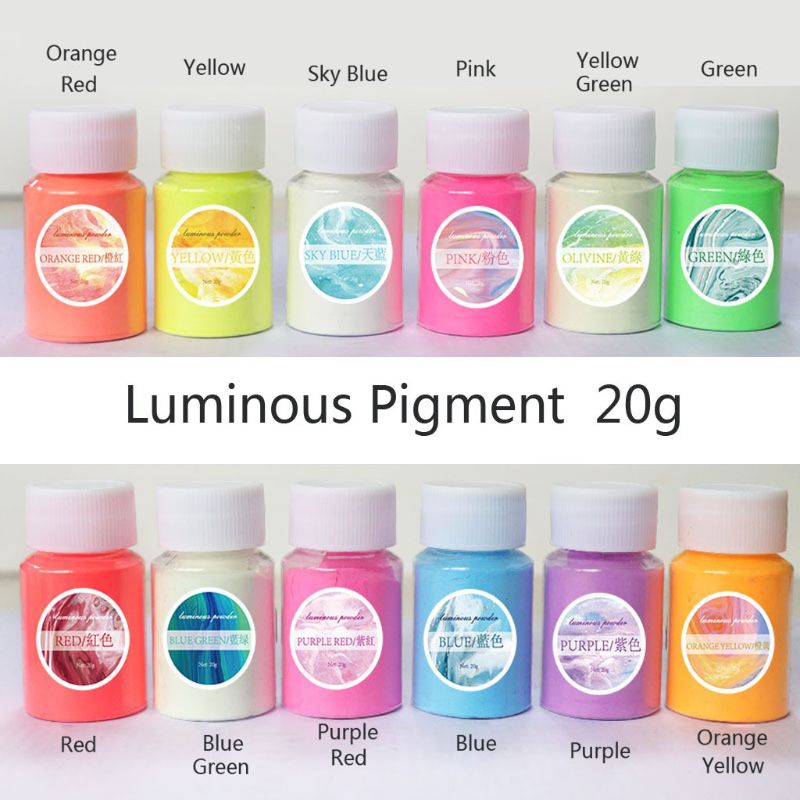 12 Color Luminous Resin Pigment Kit Glow In the Dark Powder Pigment Colorant Dye Fluorescent Resin Jewelry Making Tools