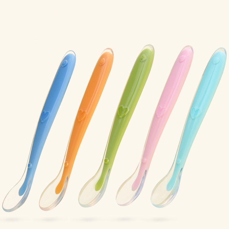 Soft Silicone Baby Spoon Safe Learn Feeding Spoon Infant Toddler Baby Food Feeding Tools Flatware Cutlery