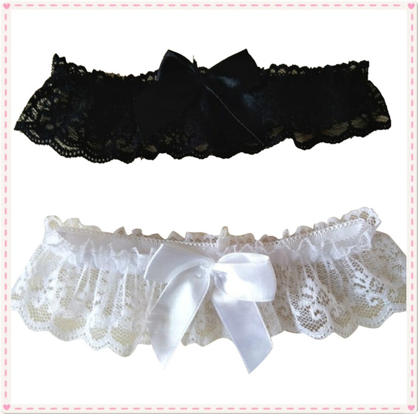 1Pcs Bridal Lace Floral Bowknot Garter Belt Lingerie Black/White Wedding Party Women Girls Cosplay Leg Suspender
