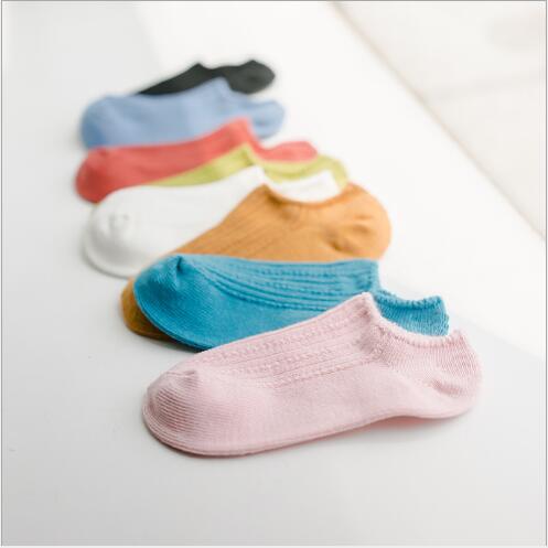 1-8 Year 4 pair pack Children's socks Double needle invisible socks solid color mesh boat socks baby ocks