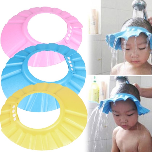 Baby Shower Caps Shampoo Cap Wash Hair Kids Bath Visor Hats Adjustable Shield Waterproof Ear Protection Eye Children Hats Infant