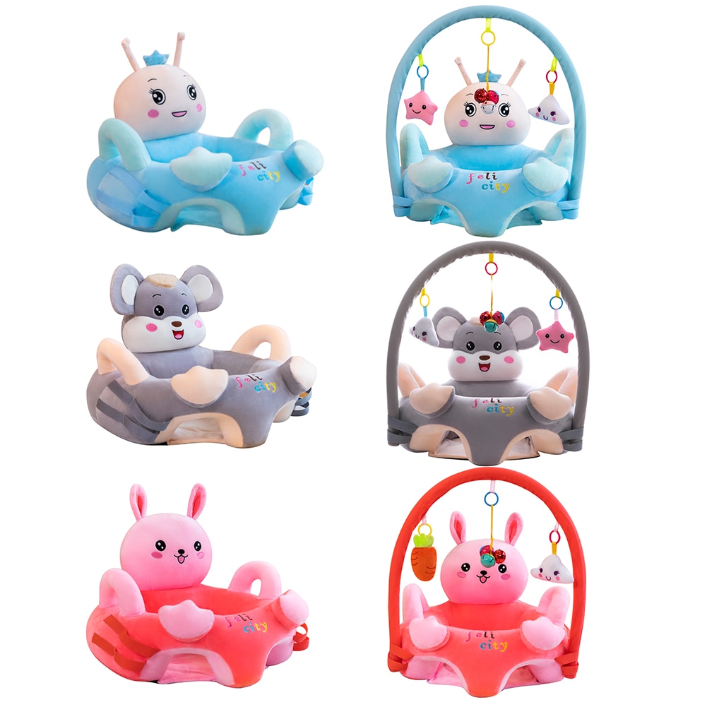 Sofa Set Support Seat Cover Baby Plush Chair Cartoon Learning Sit Plush Chair Toddler Nest Puff Washable With Rod Toys No Fill