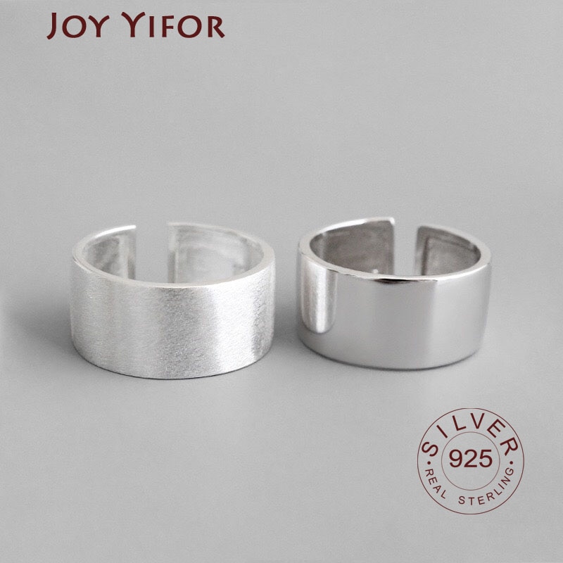 925 Sterling Silver Chic style Open Ring For Women Big Smooth Wide Face Rings for Women Punk Style Bijoux Femme