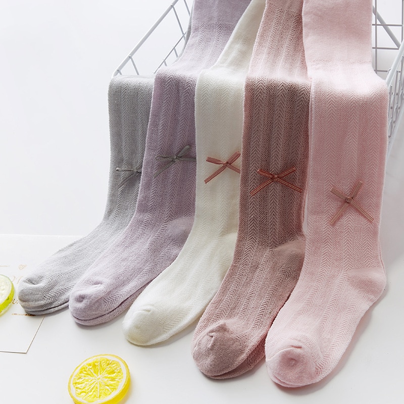 Summer Thin Girls Pantyhose Bow Children Leggings Hollow Mesh Anti-mosquito Stockings Baby Dance Socks