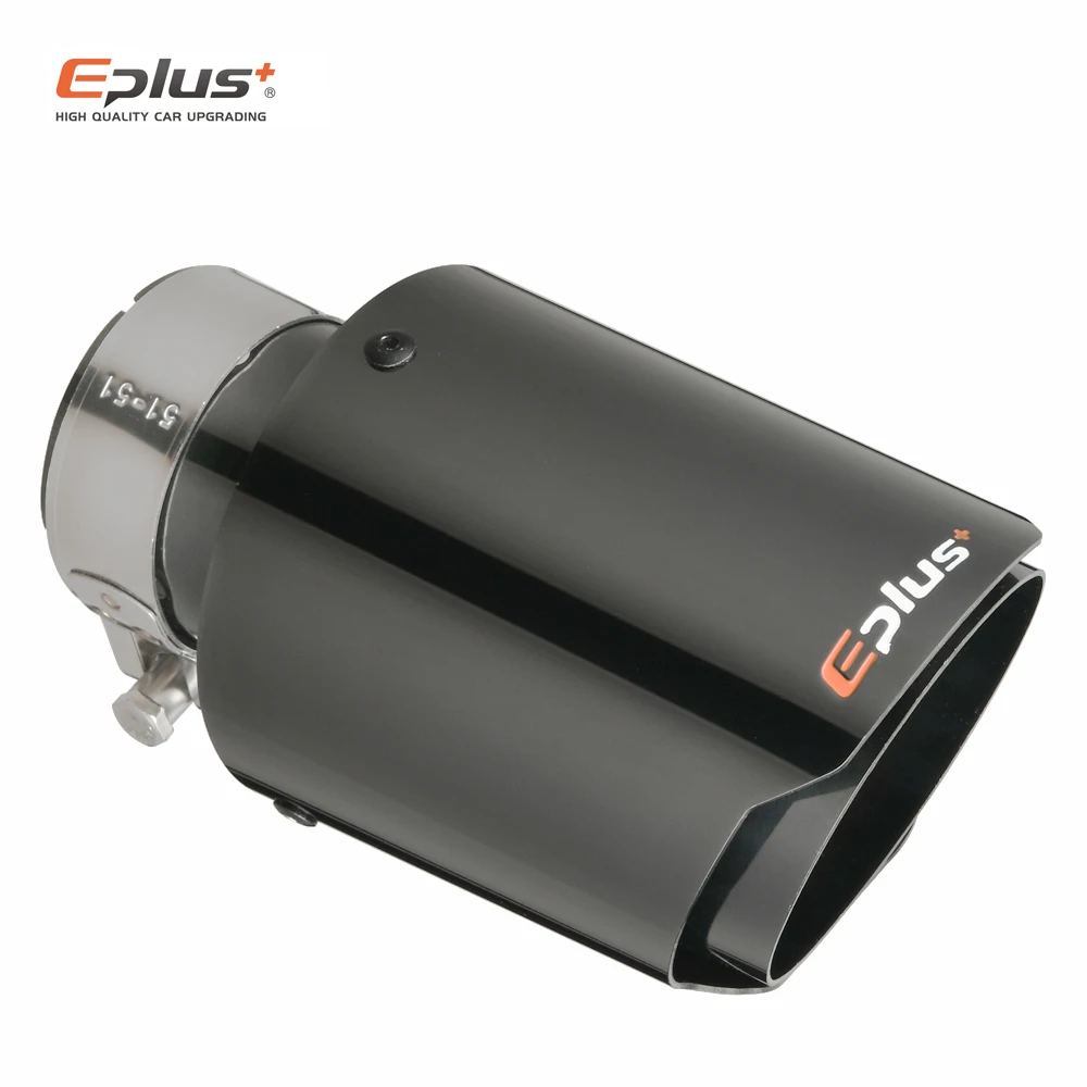 EPLUS Car Stainless Steel Muffler Tip Exhaust System Universal Straight Titanium Decoration Exhaust