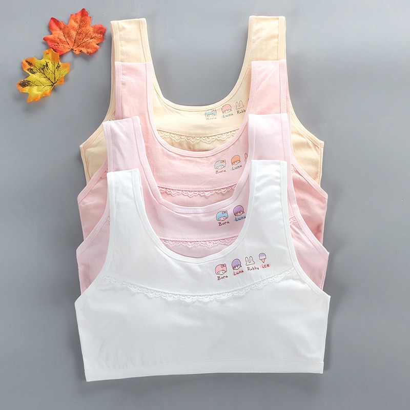 Pure cotton girl vest style bra development junior high school students without steel ring summer sports student underwear