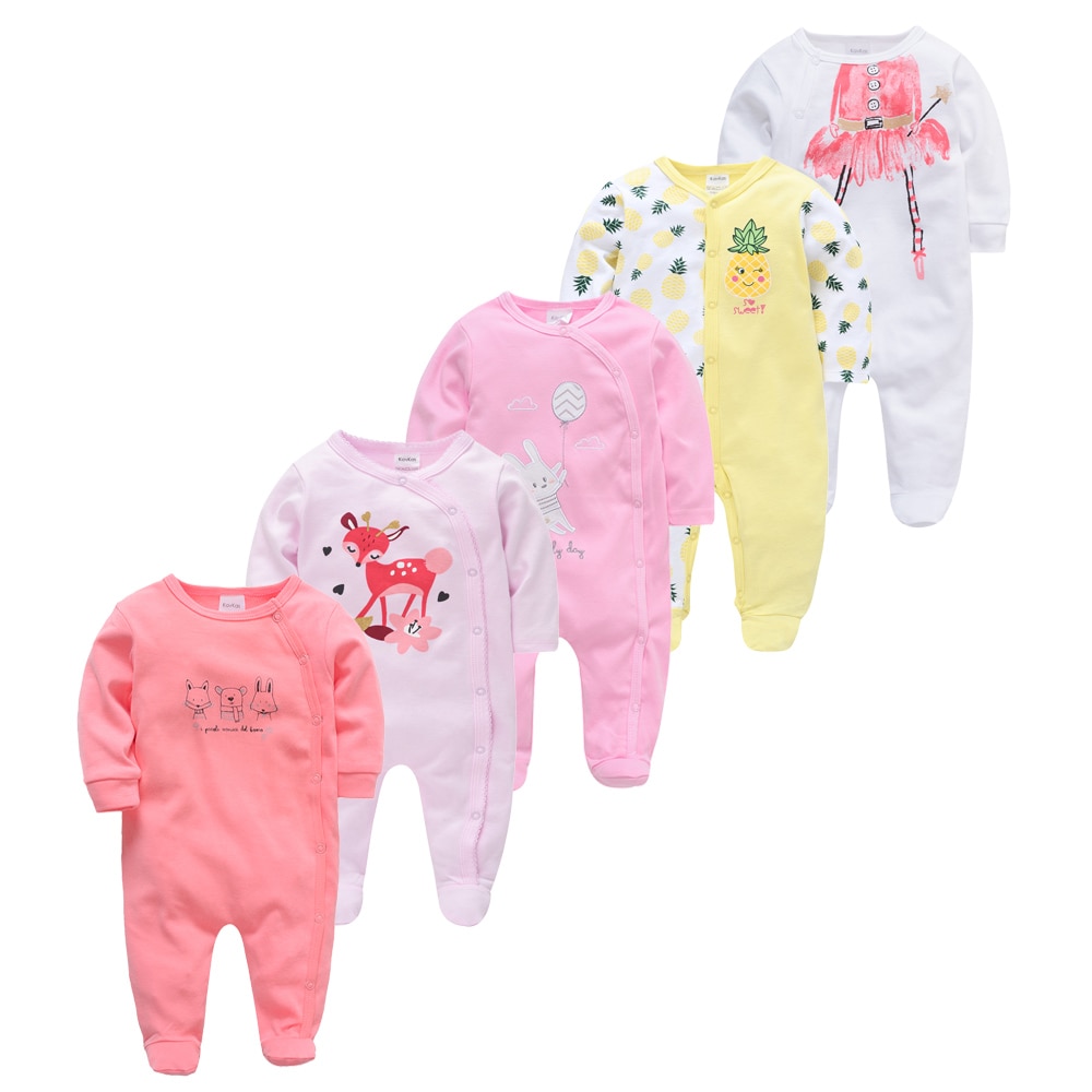 Honeyzone 5PCS Newborn Baby Boy Clothes 100%Cotton Infant Girl Rompers ropa de bebes Pijama bebe Baby Sleeper Summer Jumpsuits
