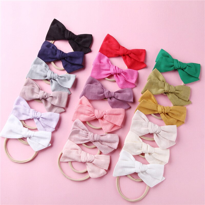 2020 Brand New Bow Handmade Baby Girls Bow Headband Infant Toddler Solid Knot Hair Band Head Wrap Hair Accessories