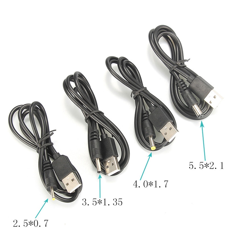 80CM USB Port To 2.5mm - 5.5mm 5V DC Barrel Jack Power Connector Cable Black For LED / Electronic Goods