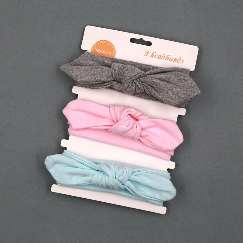 3Pcs/Lot Baby Girls Hair Accessories Cotton Rabbit Ear Headband Turban Bowknot Elastic Hairband Bows Headwear Bebe Head Wraps