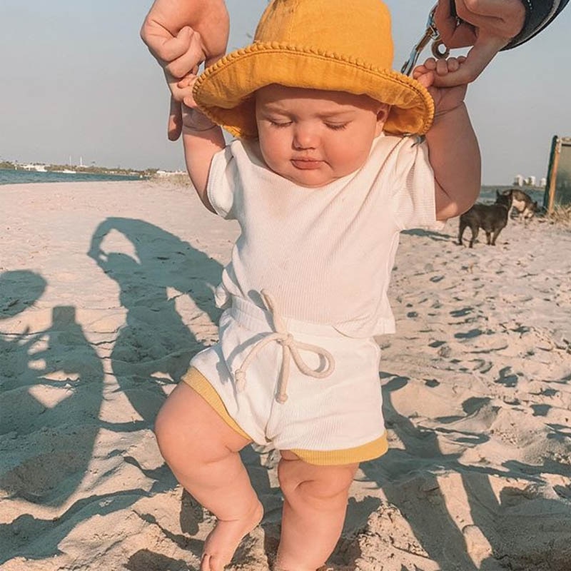 Baby Newborn Baby Girls Clothes Sweet Suit Fashion Short Sleeve Sweatshirt T-shirt + Five-point Pants Babe Quality Children Wear