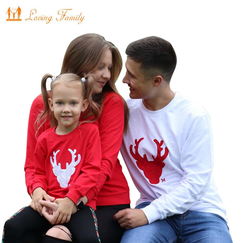 Family Clothing 2021 New Year Christmas Deer Family Look Mother Daughter Father Son Cotton Boy Girl Shirt Family Matching Outfit
