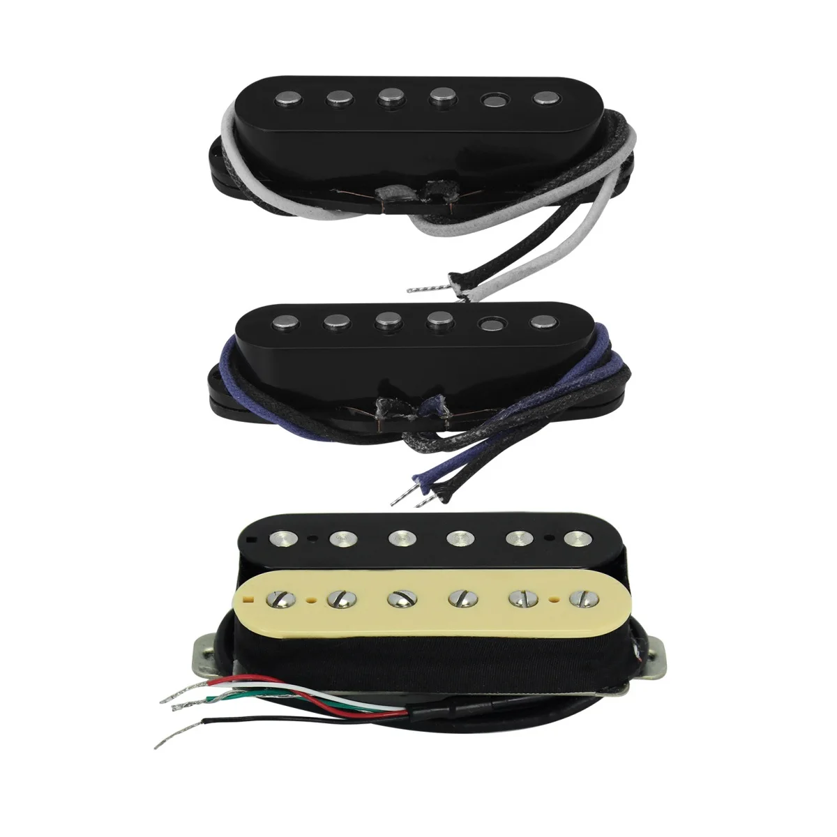 FLEOR 3pcs Vintage Alnico 5 Electric Guitar Humbucker Pickup & Staggered Single Coil Pickups 52mm
