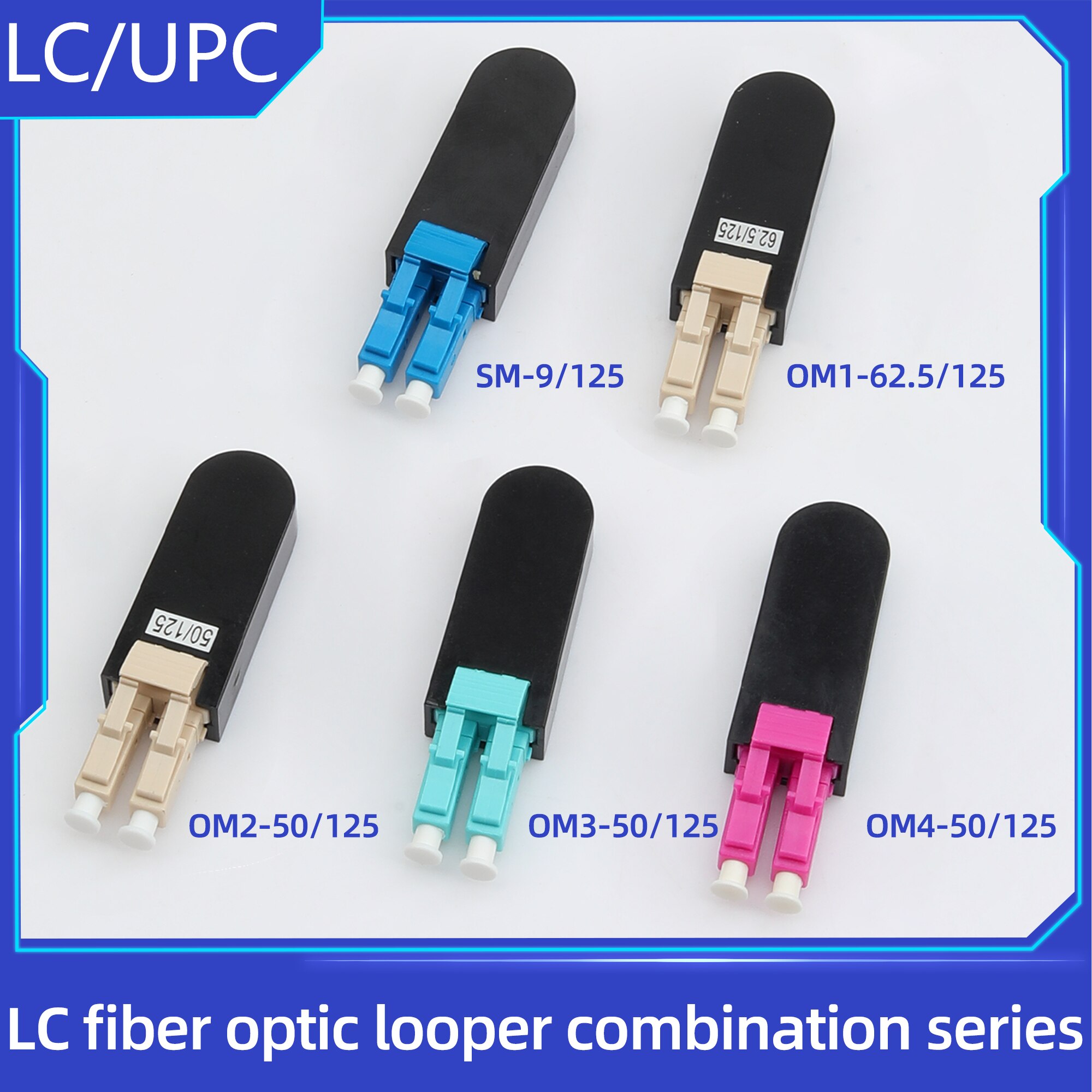 LC / UPC SM & MM Fiber Optic Circuitors Connector OM3 OM4 Fiber Optic Loopback Adapter