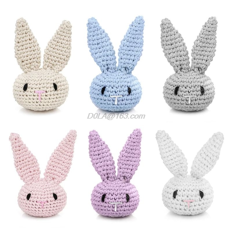 Handmade Crochet DIY Pacifier Clip Chain Accessories Cute Bunny Head Baby Teething Soother Decorations