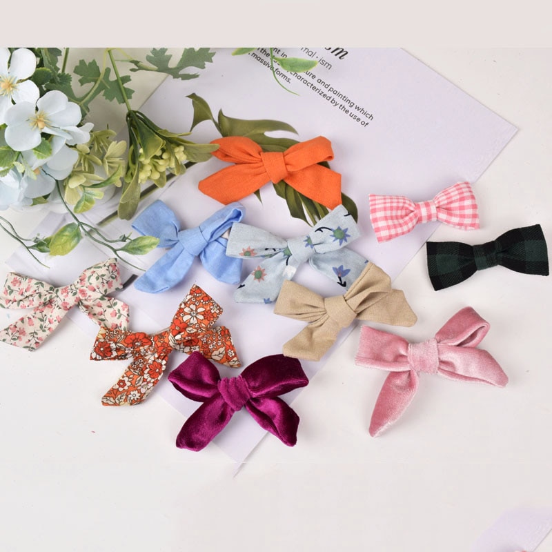 10pc Baby Girl Grosgrain Ribbon Bows With Clips Colorful Barrettes for Kids floral BB Clip Little Girls Gifts Nylon Hair Clips
