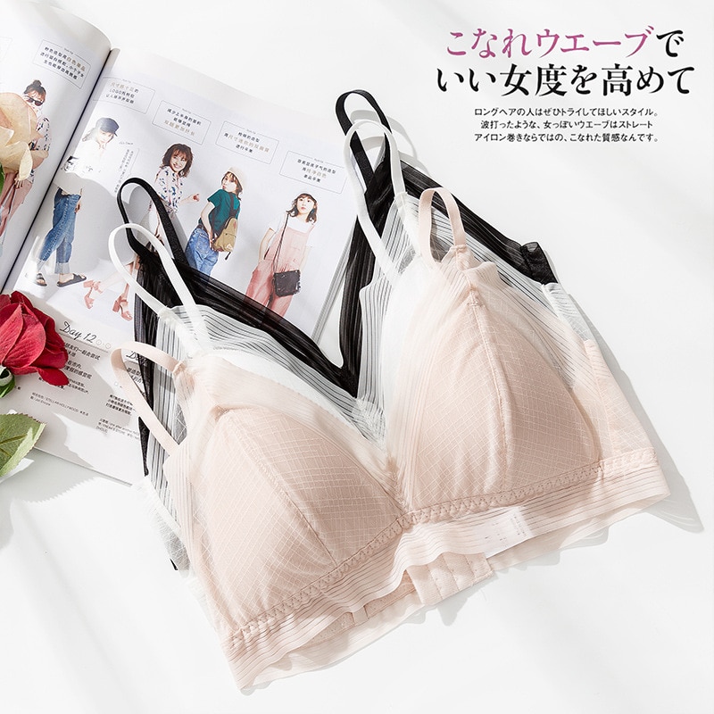 French Bra Silk Girl Triangle Cup No Steel Ring Sexy Bra Lace Super Thin No Trace