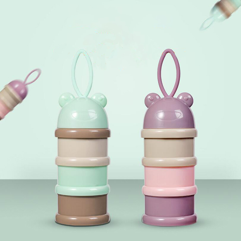 Safe 3 Layer Portable Formula Dispenser Baby Food Container Candy Fruit Food Storage Cartoon Piggy Milk Powder Box Snack NICE