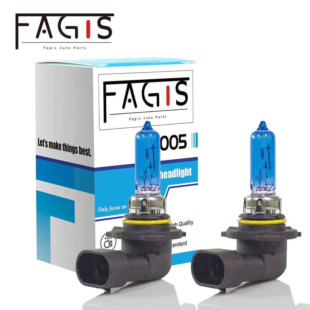 Fagis 2 Pcs US Brand 9005 HB3 12V 65W 4800K Car Headlight Super Bright White Auto Lights Blue Lights Halogen Bulbs Car Lamps