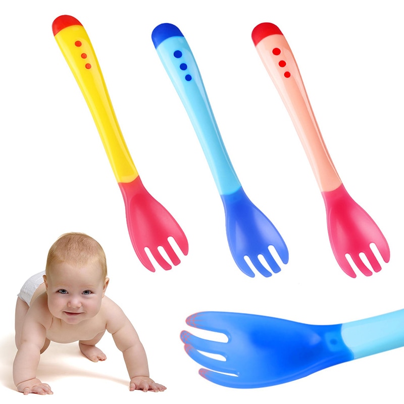 Baby Infant Newborn Boy Girl Tableware Utensils Silicone Soft Head Feeding Fork Warm Soup Fork Safe And Non-toxic Dropshipping