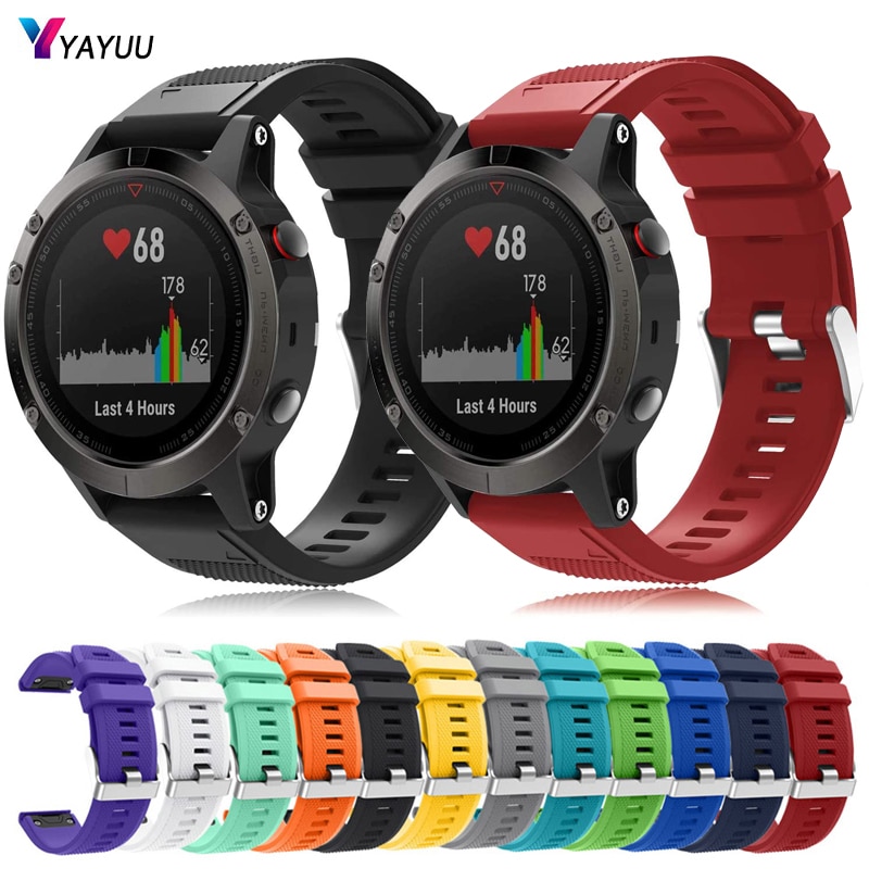 YAYUU 26 22 20mm Silicone band For Garmin Fenix 6 5 6X 6X Pro 5X 5S Plus/Forerunner 935 GPS Quick Release Easy fit Watch Strap
