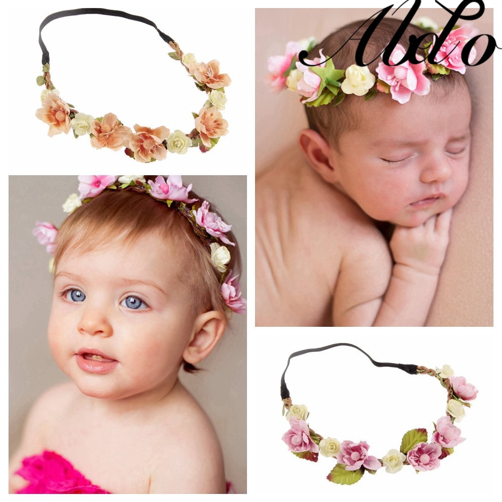 ABDO Baby Headband Beautiful Infant Baby Girl Flowers Crown Wreath Headwear Baby Hairbands Baby Girls Hair Accessories