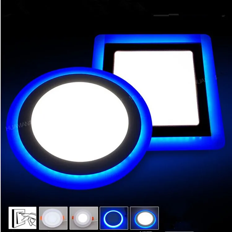 Double Color LED Panel Downlight 6W 9W 16W 24w 3 Model LED Lamp Panel Light LED Ceiling Recessed