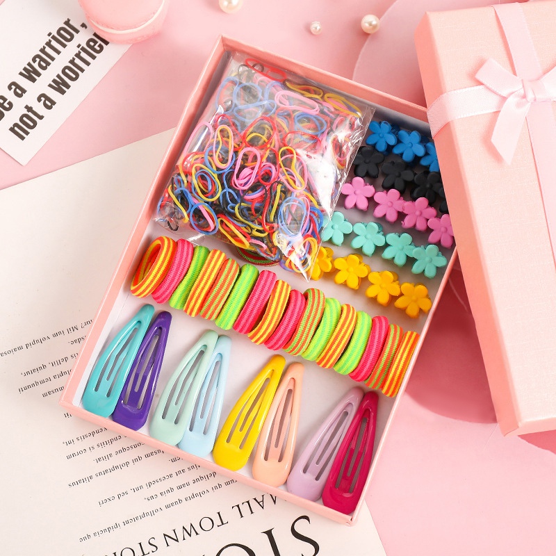 Multiple Combinations Hair Clip Sets Hair Accessories Girl headwear Flower Hairpins Hair Band Colorful Elastic Headdress Gif