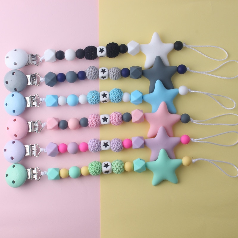 Baby Silicone Pacifier Clip Chain Eco-friendly Teether Teething Chain For Nipples Infant Feeding Toddle Chew Toys Dummy Clips