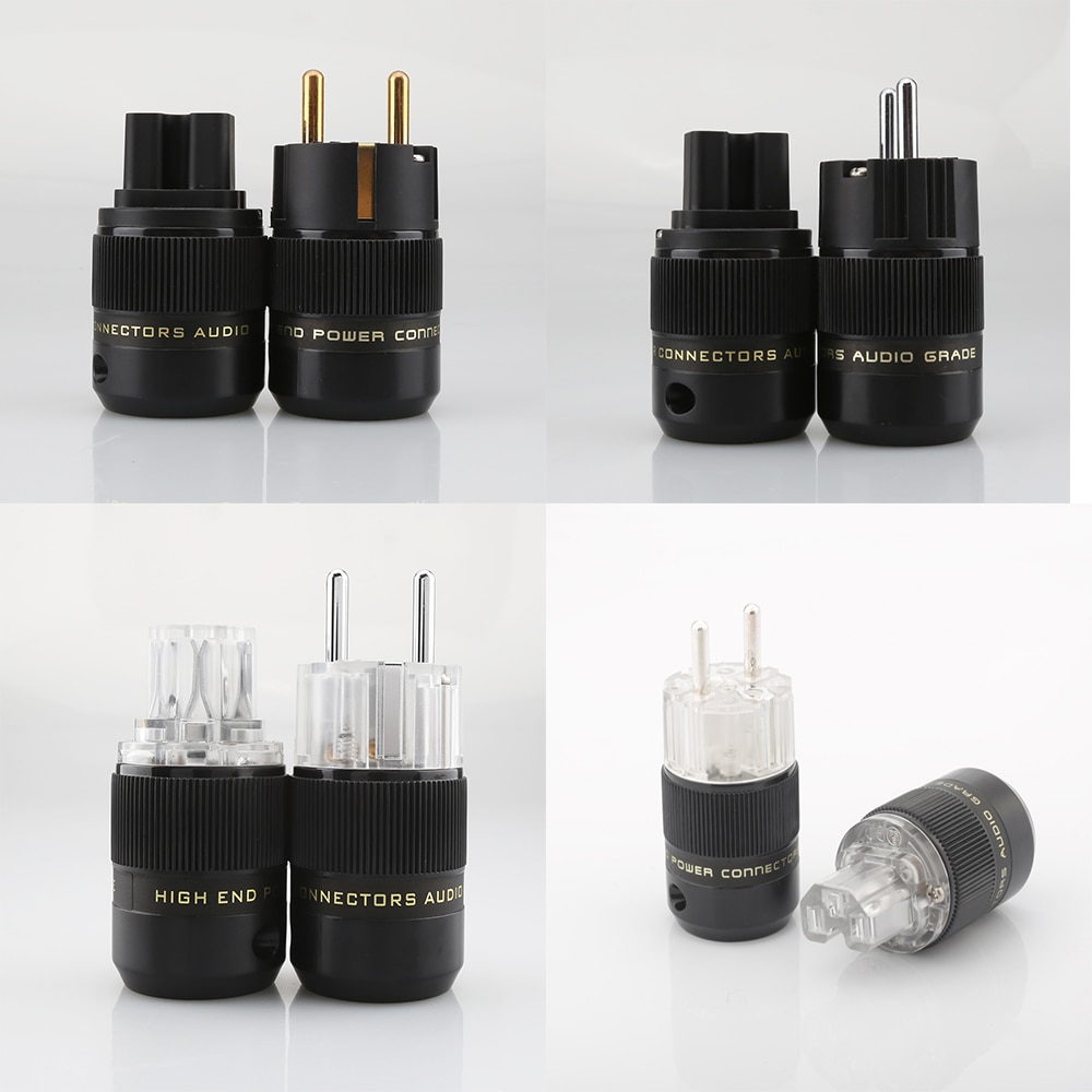 Audiocrast Schuko Power Plug EU Plug Hifi European plug Male Female Power Plug 24K Gold plated Rhodium silver Plated HIFI diy