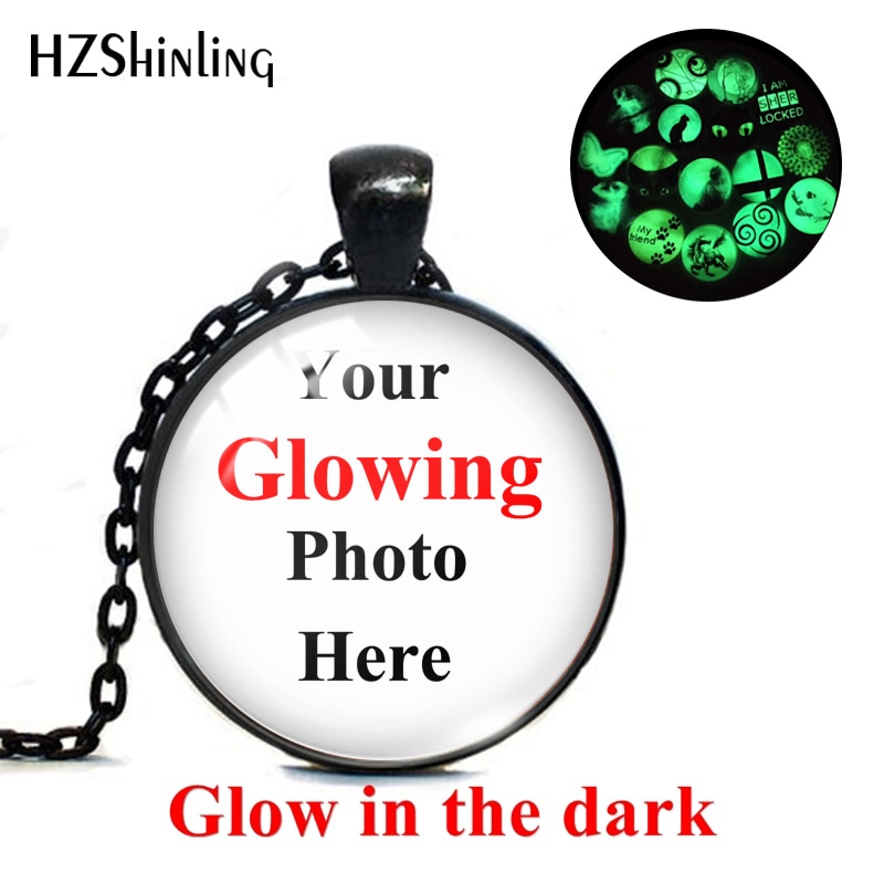 2020 New Fashion Customed Photo Glowing Necklace Glass Dome Pendant Personalized Necklace Glowing in the Dark OMG