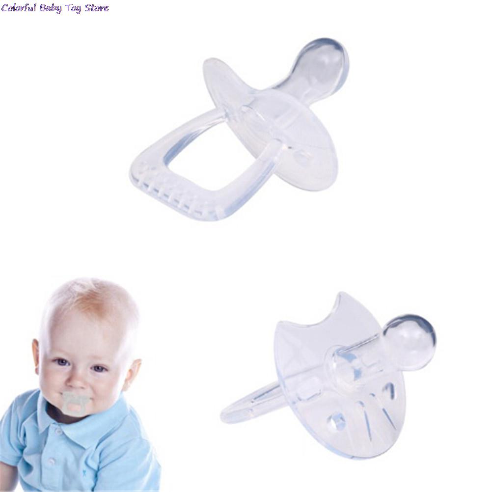 1PC Baby Pacifier Transparent flat/round Safe And non-toxic Material Silicone Gel About 6.8*4cm Weaning Molars Toy Pacifier