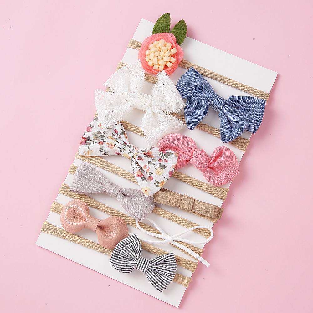 10pcs Girls Nylon Headband Hair Bows Head Band Elastic Bowknot Hairband for Children Kids Toddler Hair Accessories Headwear