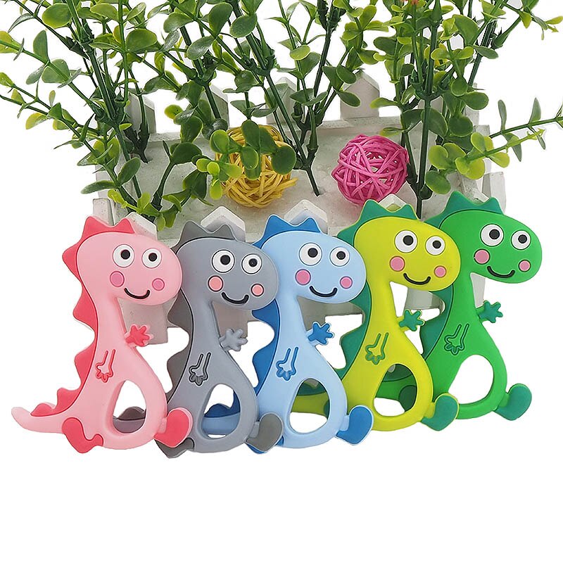 Chenkai 5PCS Silicone Cute Dragon Shaped Teether DIY Newborn Baby Pacifier Nursing Chewing Mommy Jewelry Grib Crafts Toy Gift