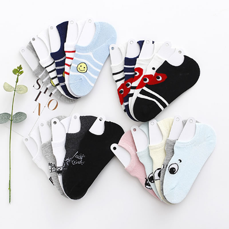 Kids Ultra-thin Mesh Non-slip Cotton Socks Short Ankle Socks Boys and Girls Invisible Socks Children Love Eyes Baby Fresh