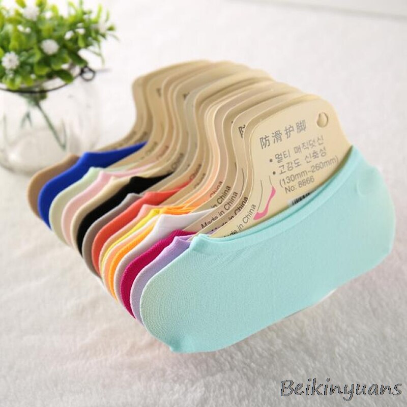 Women's and Children's Magic Socks Hidden Ultra-thin Candy Girls Socks Velvet Kids Boat Socks Silicone Non-slip Breath