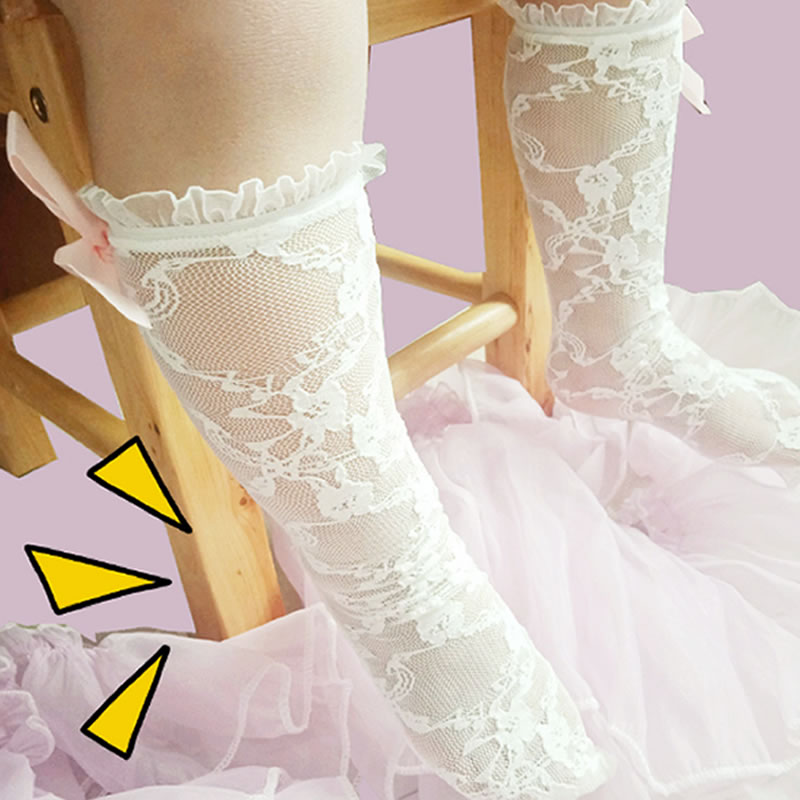 2020 New Style Children's Lace Socks Girl Tube Baby Socks Princess Lace mesh summer Fashion lace knee high socks
