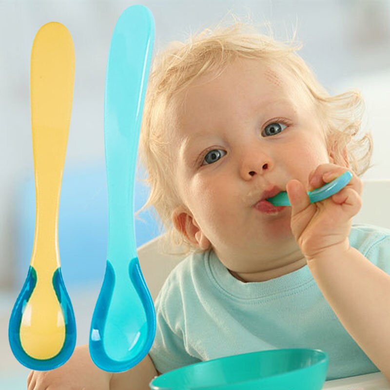 2 PC Baby Temperature Sensing Spoon Safety Silicone Feeding Flatware Spoon For Baby Self Feeding Infant kids Baby dishes L0065