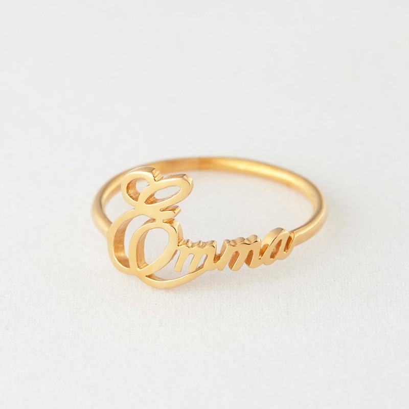 Dainty Personalized Name Rings Engagement Jewelry Stainless Steel Custom Nameplate Finger Rings Wedding Gifts